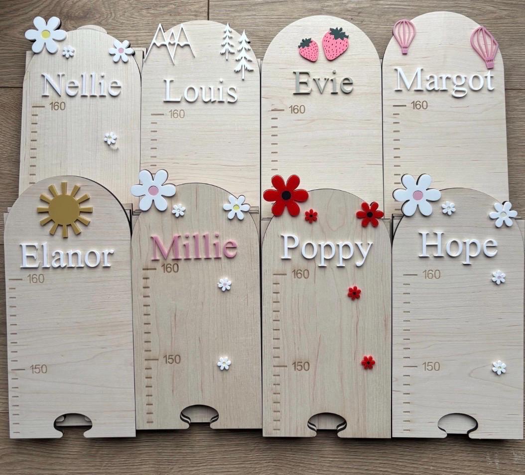 Personalised Wooden Height Chart, Kids Growth Chart, Nursery Height Chart, Wooden Growth Ruler, Personalised Nursery Decor, Kids Room Decor