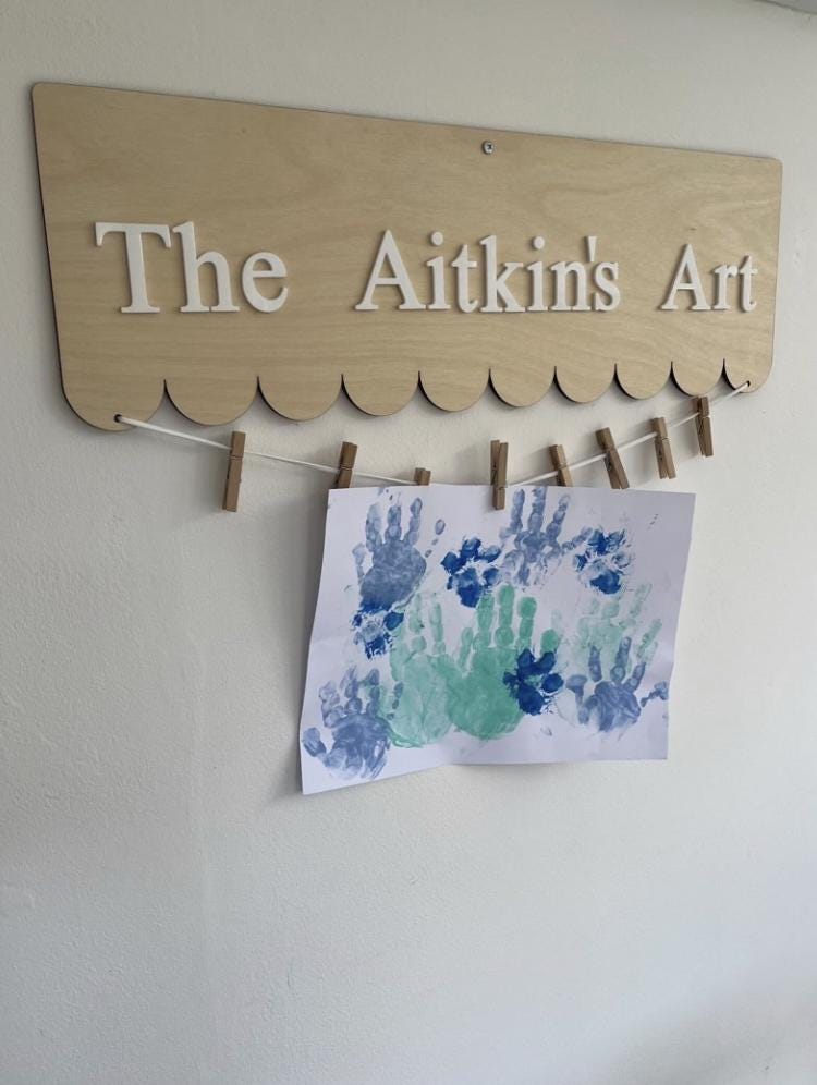 Kids Artwork Display Hanger, Look What We Made Sign, Children's Art Display, Wooden Artwork Display, Nursery Wall Decor, School Artwork