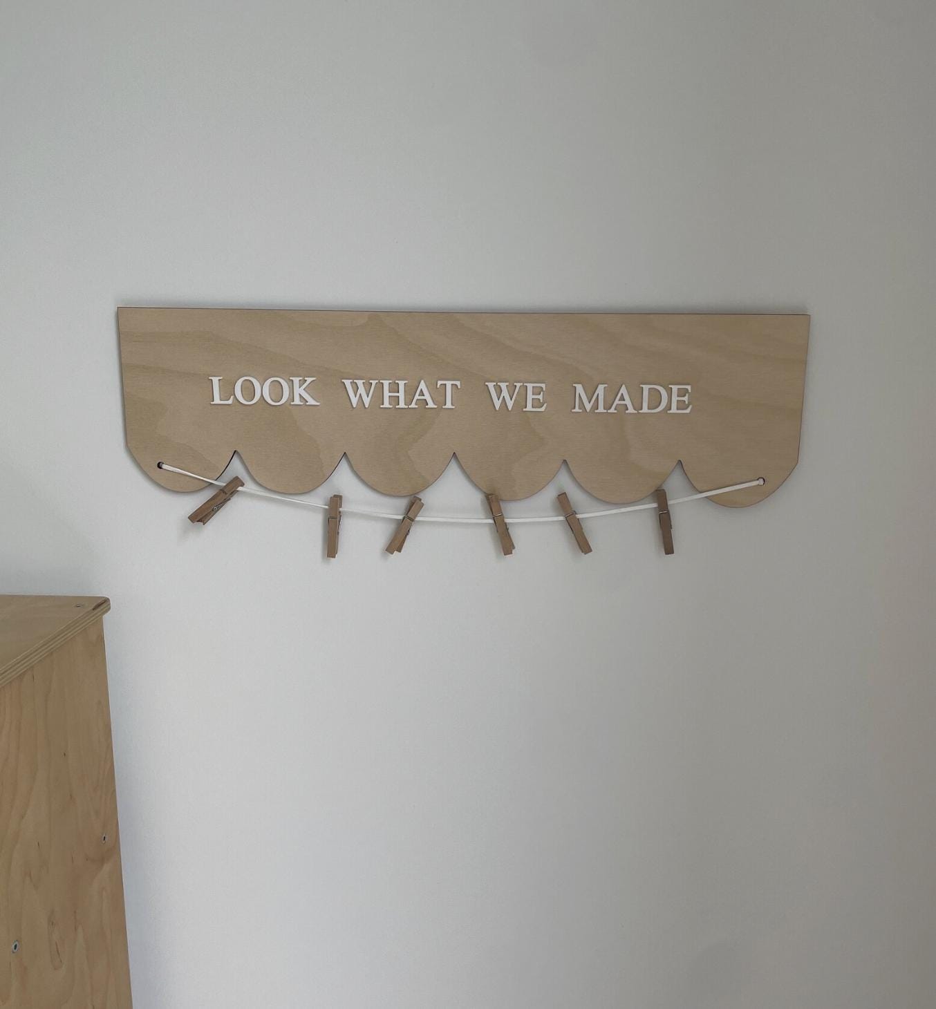 Kids Artwork Display Hanger, Look What We Made Sign, Children's Art Display, Wooden Artwork Display, Nursery Wall Decor, School Artwork