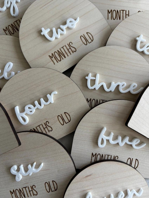 12 Baby Monthly Milestone Plaques, Wooden Milestone Cards, Baby Photo Props, Monthly Baby Milestones, New Baby Gift, Baby Keepsake