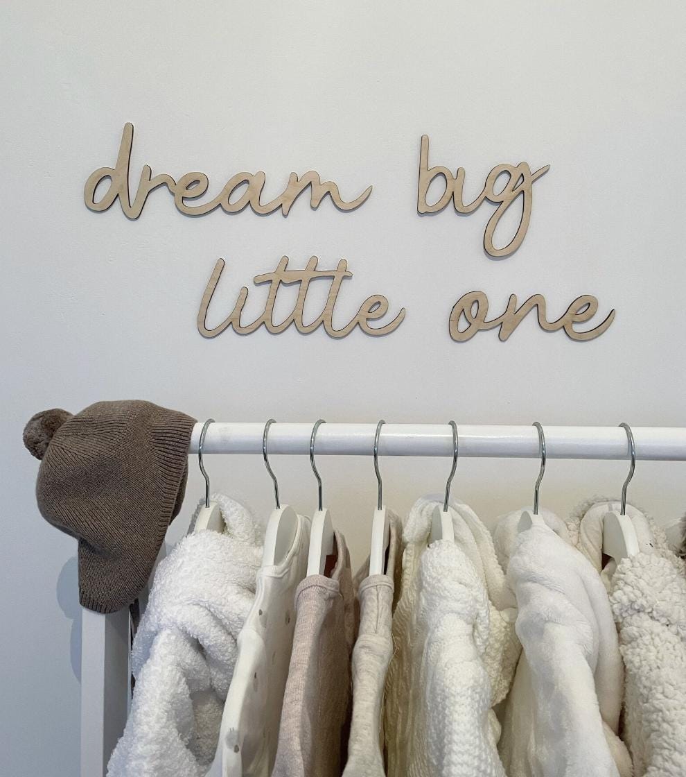 Dream Big Little One Wall Words, Wooden Nursery Wall Decor, Baby Room Decor, Kids Bedroom Decor, Wooden Wall Quote