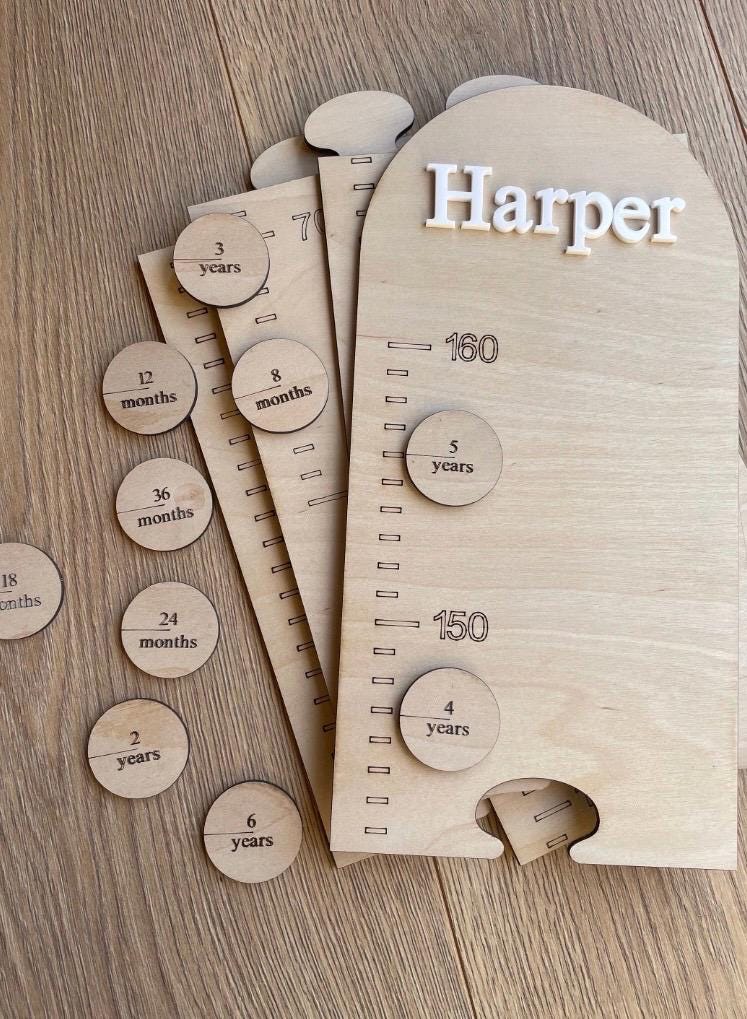 Height Chart Milestone Markers (Round), Wooden Age Discs, Personalised Height Chart Accessories, Growth Chart Markers, Nursery Keepsake