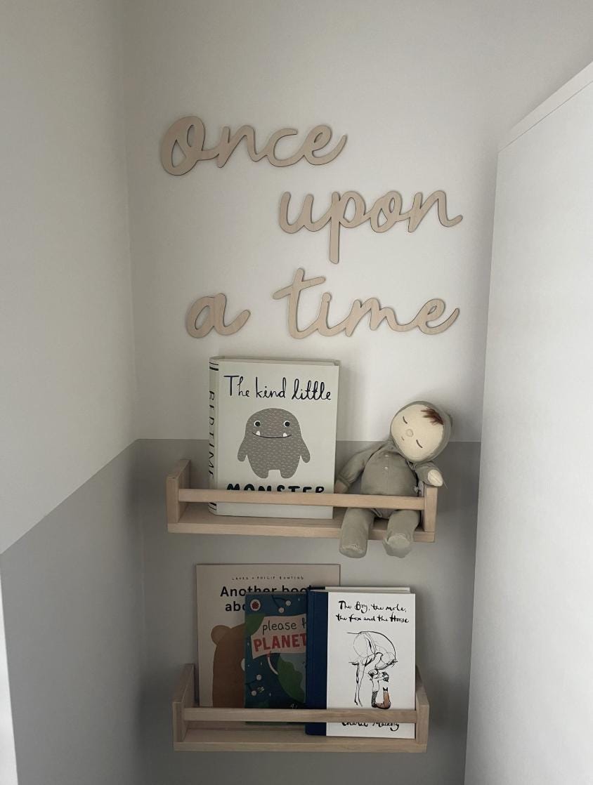 Once Upon A Time Wall Words, Wooden Nursery Wall Decor, Story Corner Decor, Kids Bedroom Decor, Wooden Wall Quote