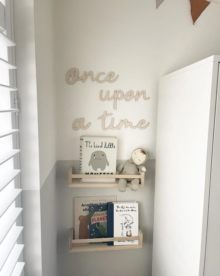 Once Upon A Time Wall Words, Wooden Nursery Wall Decor, Story Corner Decor, Kids Bedroom Decor, Wooden Wall Quote