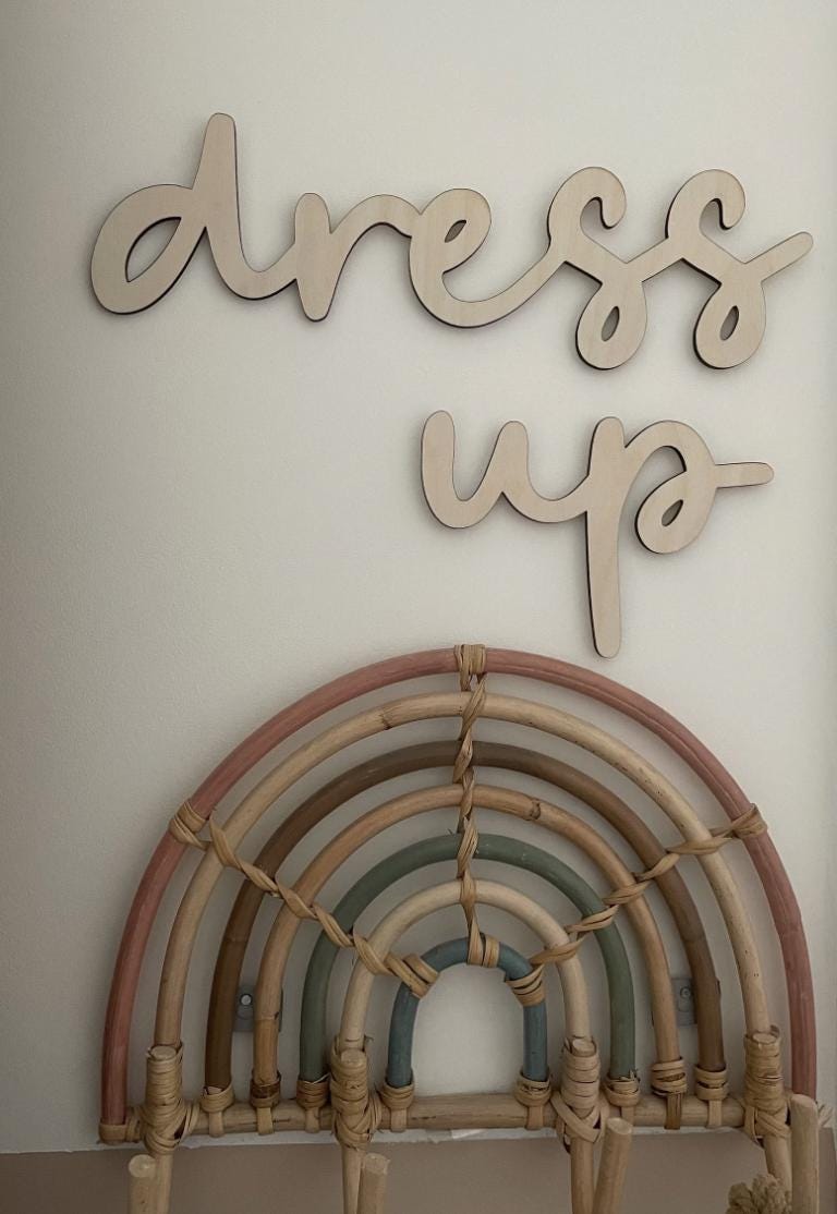 Dress Up Wall Words, Wooden Nursery Wall Decor, Girls Bedroom Decor, Dressing Up Room Sign, Playroom Decor, Wooden Wall Quote