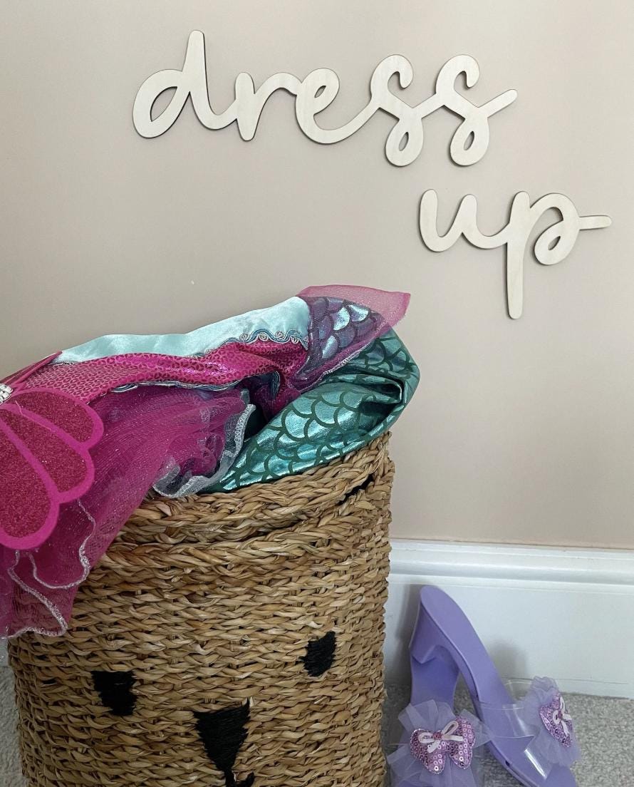 Dress Up Wall Words, Wooden Nursery Wall Decor, Girls Bedroom Decor, Dressing Up Room Sign, Playroom Decor, Wooden Wall Quote