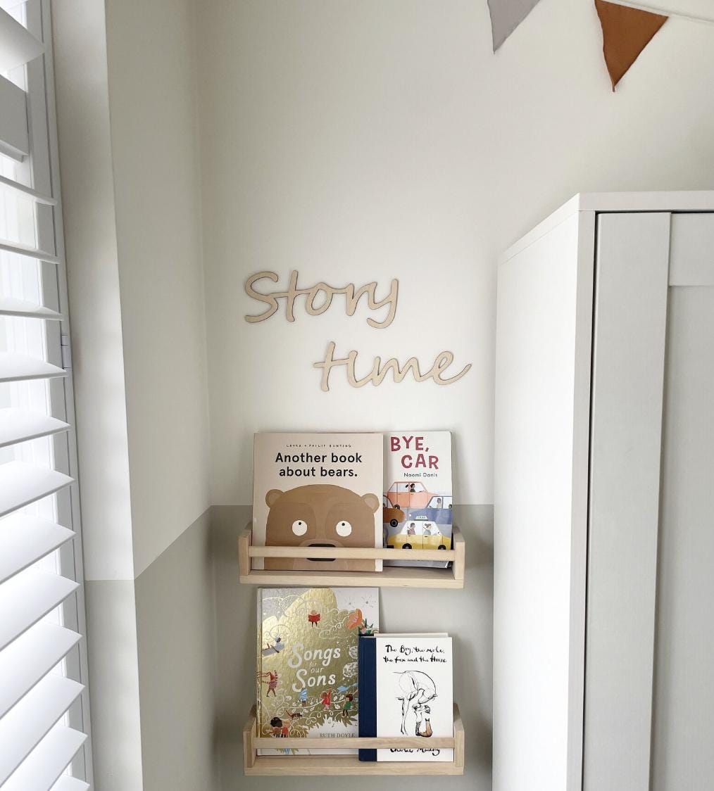 Story Time Wall Words, Wooden Nursery Wall Decor, Reading Corner Decor, Book Nook Sign, Kids Bedroom Decor, Playroom Decor
