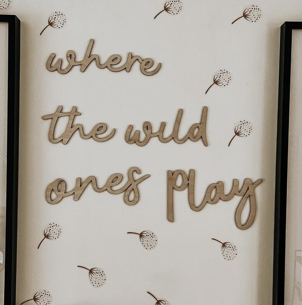 Where The Wild Ones Play Wall Words, Wooden Nursery Wall Decor, Playroom Decor, Kids Bedroom Decor, Wooden Wall Quote