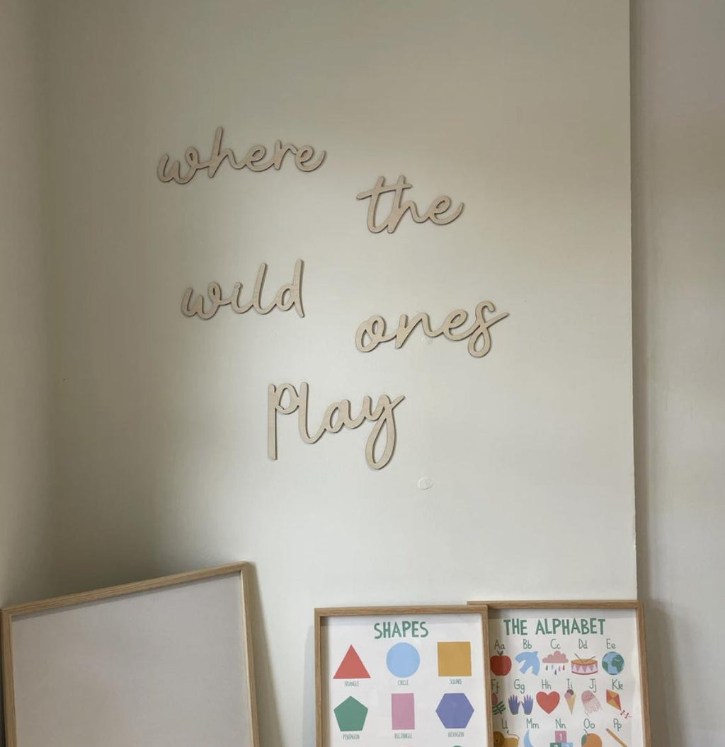 Where The Wild Ones Play Wall Words, Wooden Nursery Wall Decor, Playroom Decor, Kids Bedroom Decor, Wooden Wall Quote