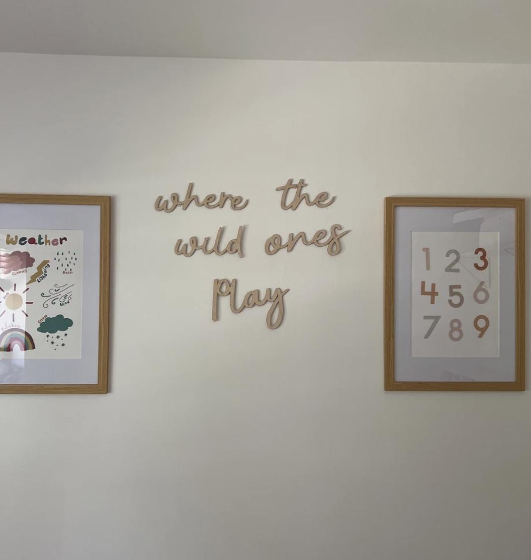 Where The Wild Ones Play Wall Words, Wooden Nursery Wall Decor, Playroom Decor, Kids Bedroom Decor, Wooden Wall Quote