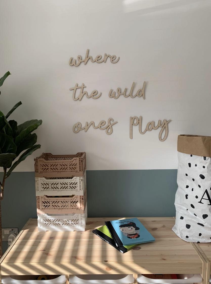 Where The Wild Ones Play Wall Words, Wooden Nursery Wall Decor, Playroom Decor, Kids Bedroom Decor, Wooden Wall Quote