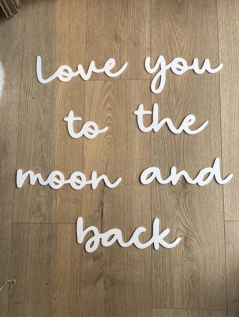 Love You To The Moon And Back Wall Words, Wooden Nursery Wall Decor, Kids Bedroom Decor, Wooden Wall Quote, Baby Room Decor