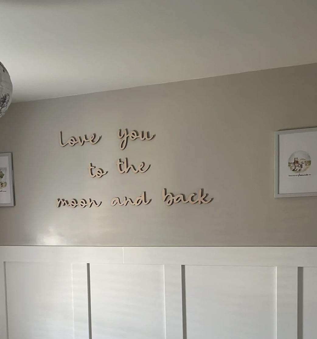 Love You To The Moon And Back Wall Words, Wooden Nursery Wall Decor, Kids Bedroom Decor, Wooden Wall Quote, Baby Room Decor