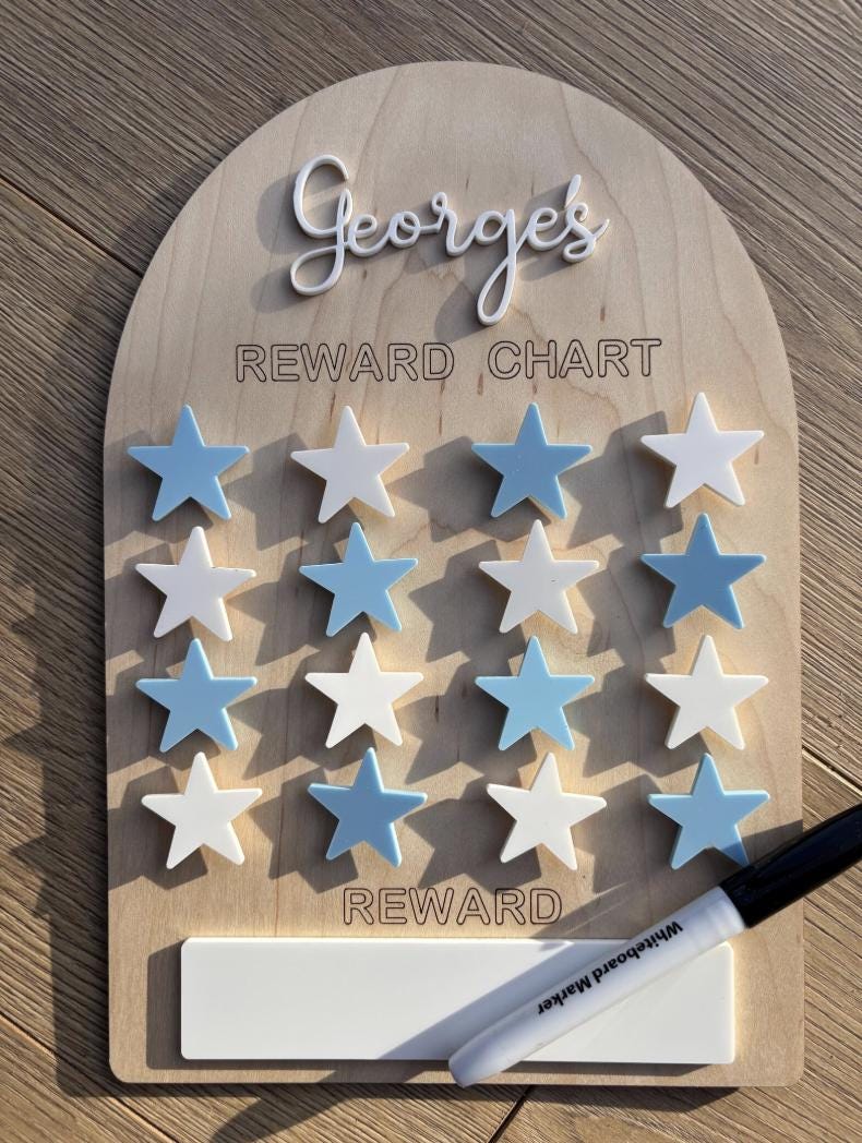 Personalised Reward Chart, Wooden Reward Chart, Kids Behaviour Chart, Chore Chart, Star Reward Board, Routine Chart, Montessori Reward Chart