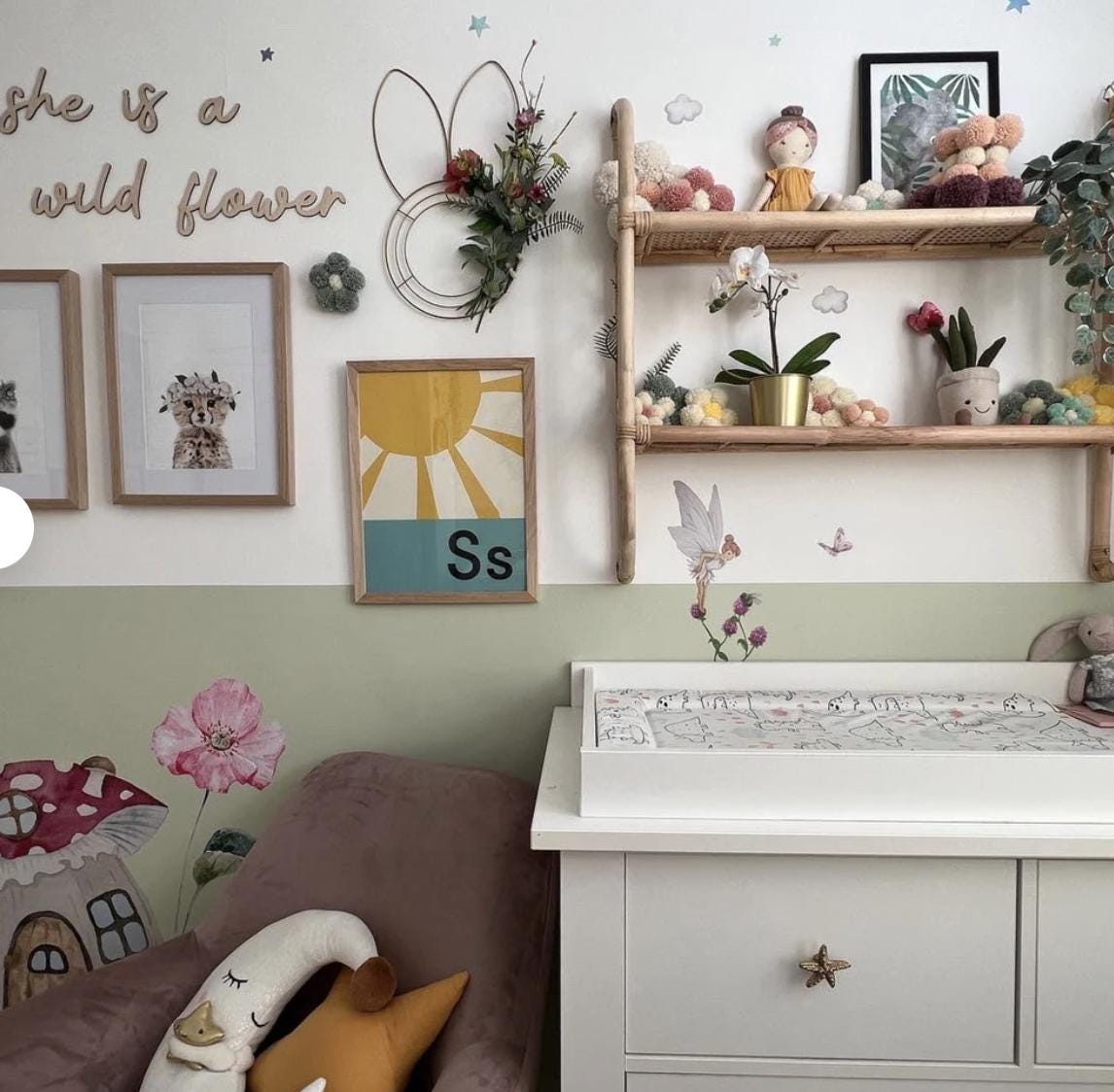 She Is A Wildflower Wall Words, Wooden Nursery Wall Decor, Girls Bedroom Decor, Wooden Wall Quote, Floral Nursery Decor