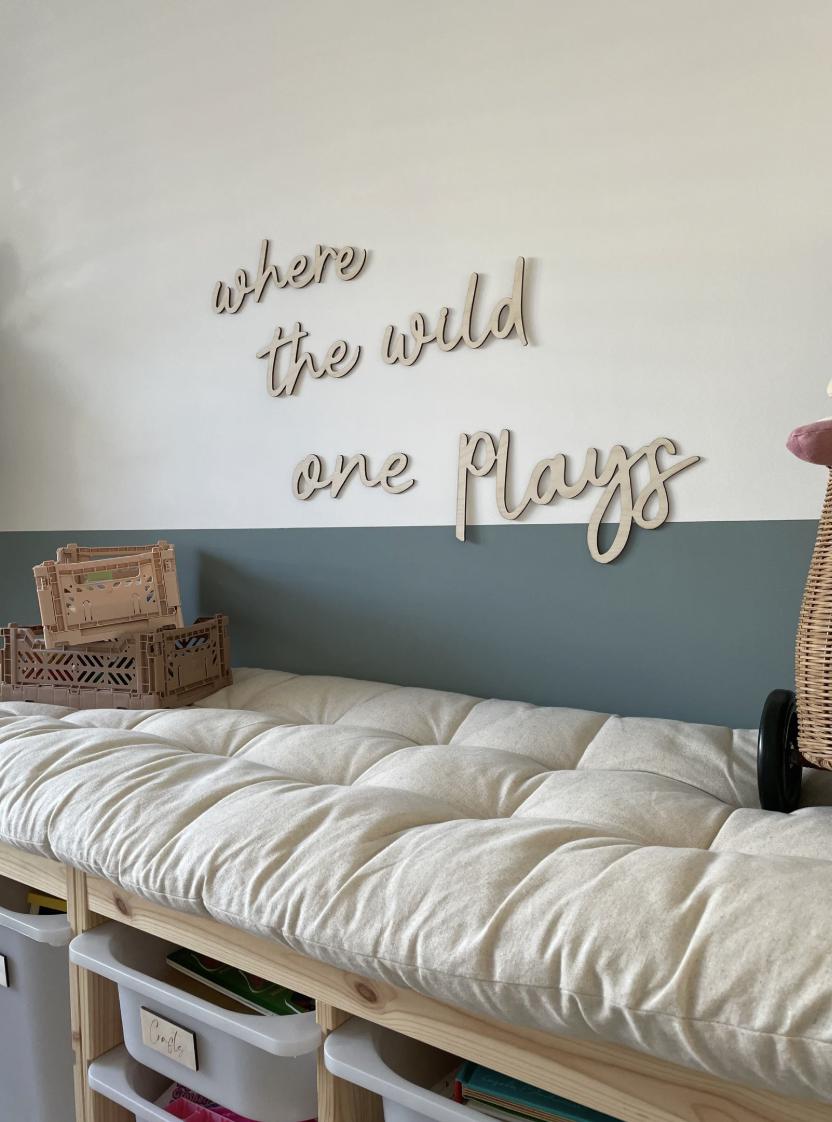 Where The Wild One Plays Wall Words, Wooden Nursery Wall Decor, Wooden Wall Words, Playroom Wall Decor, Kids Bedroom Decor