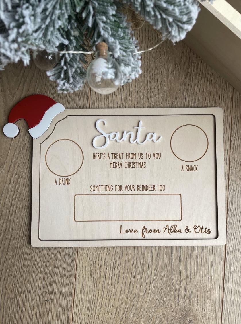 Personalised Santa Treat Board, Santa Snack Board, Christmas Eve Board, Santa Tray, Reindeer Treat Board, Christmas Keepsake
