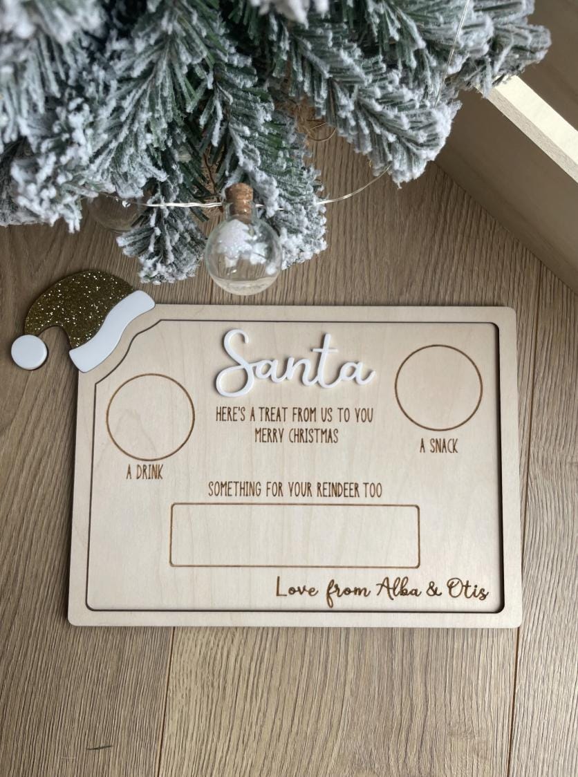 Personalised Santa Treat Board, Santa Snack Board, Christmas Eve Board, Santa Tray, Reindeer Treat Board, Christmas Keepsake