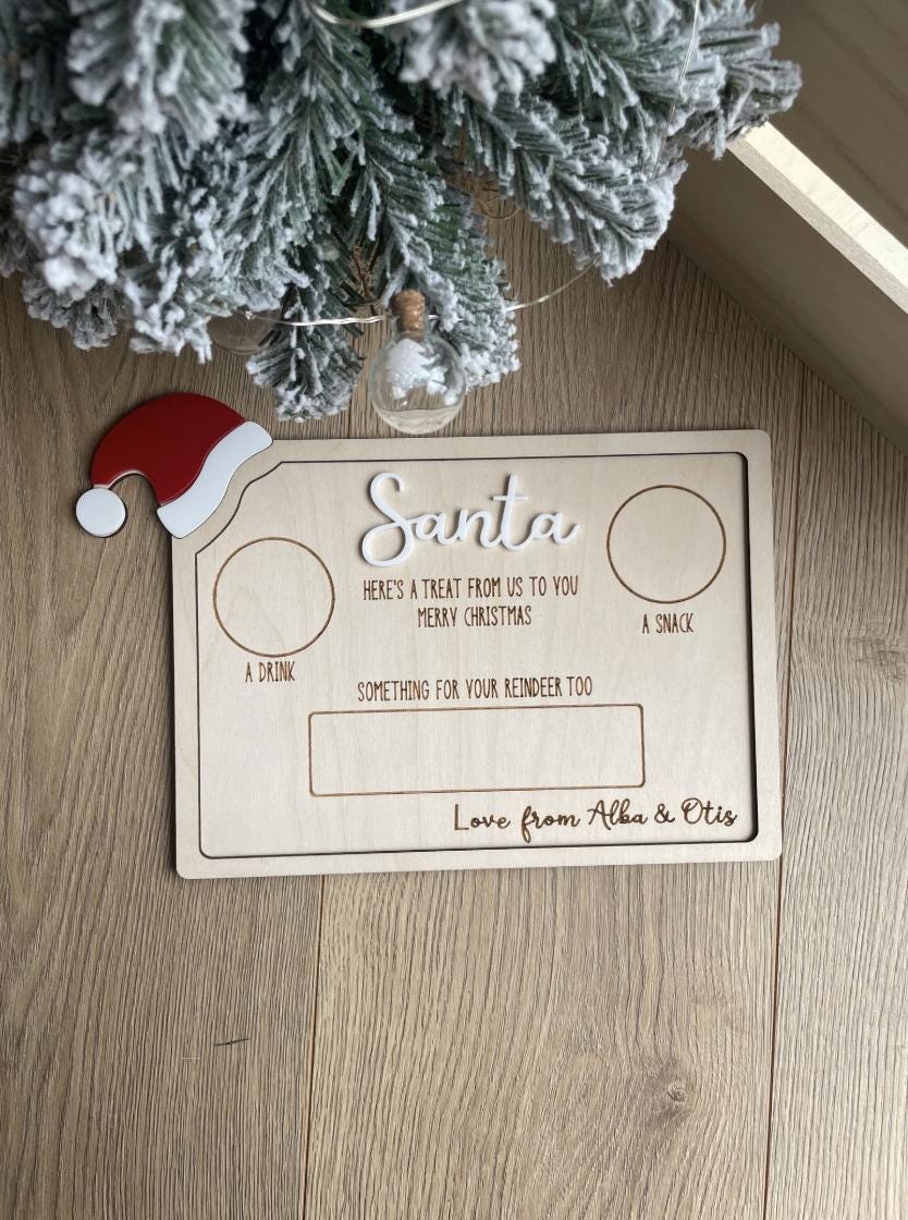 Personalised Santa Treat Board, Santa Snack Board, Christmas Eve Board, Santa Tray, Reindeer Treat Board, Christmas Keepsake
