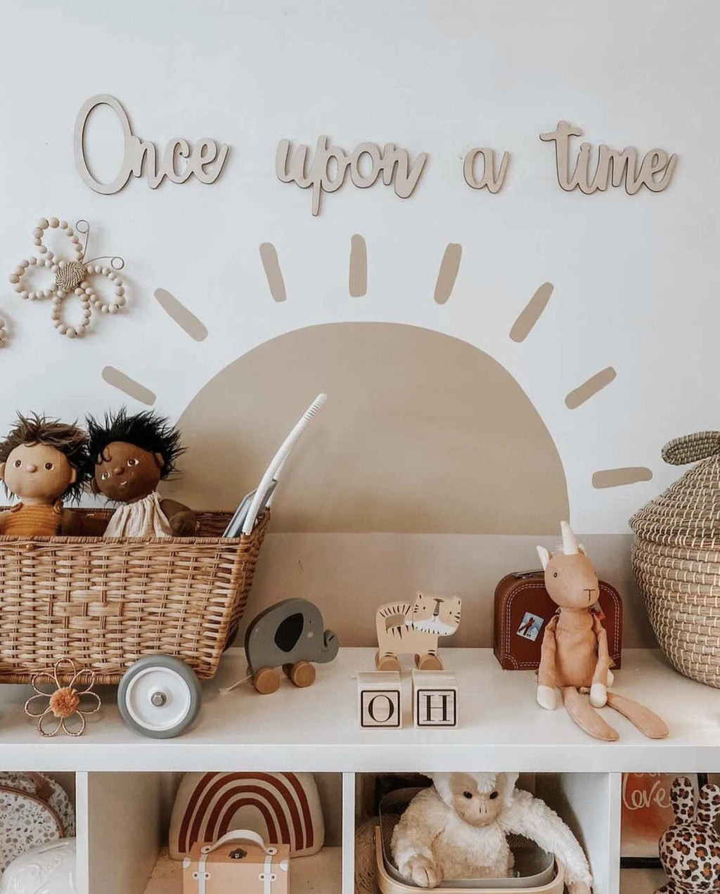Once Upon A Time Wall Words, Wooden Nursery Wall Decor, Wooden Wall Words, Nursery Quote, Storytime Decor, Baby Room Wall Art