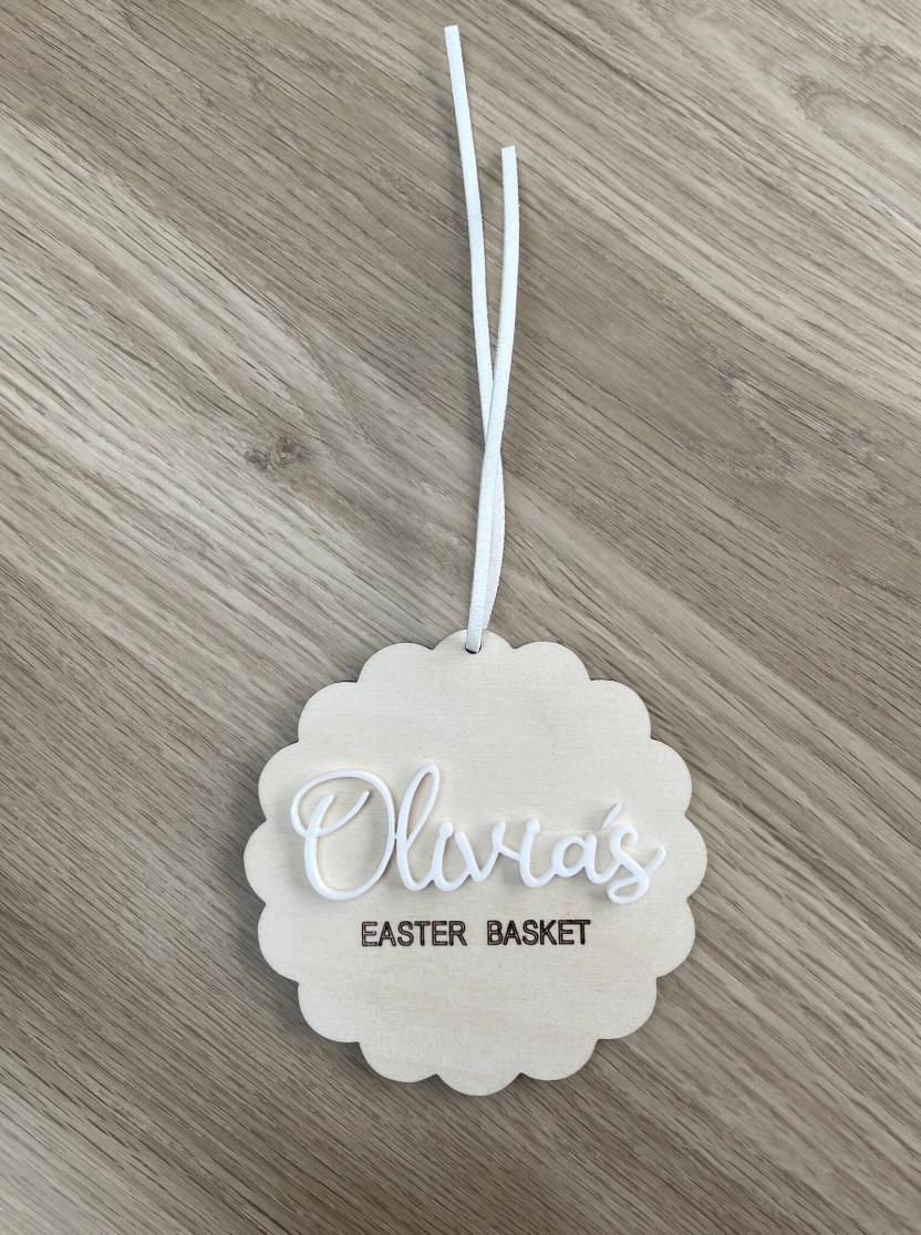 Personalised Easter Basket Tag, Wooden Easter Basket Plaque, Easter Crate Tag, Bunny Basket Sign, Easter Name Tag, Easter Basket Decoration