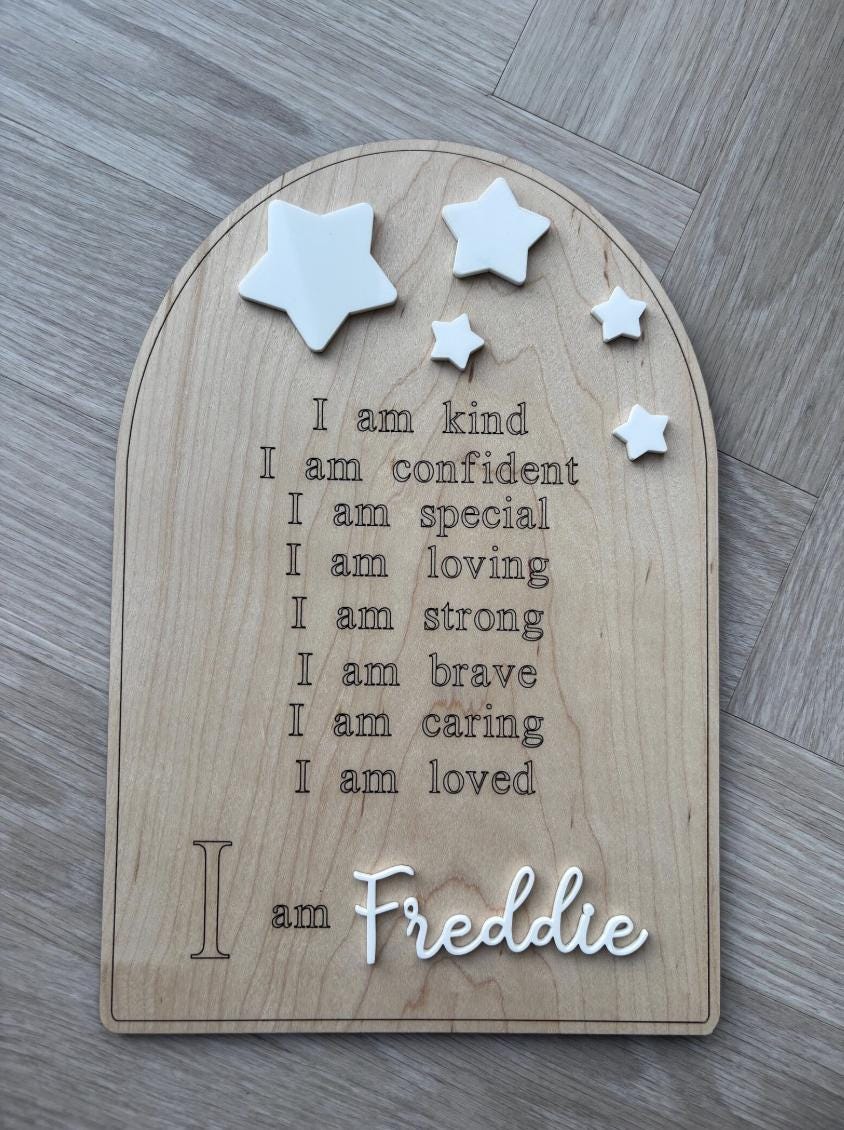 Personalised Affirmation Plaque, Positive Affirmation Sign, Kids Bedroom Decor, Nursery Decor, Personalised Name Sign, Daily Affirmations