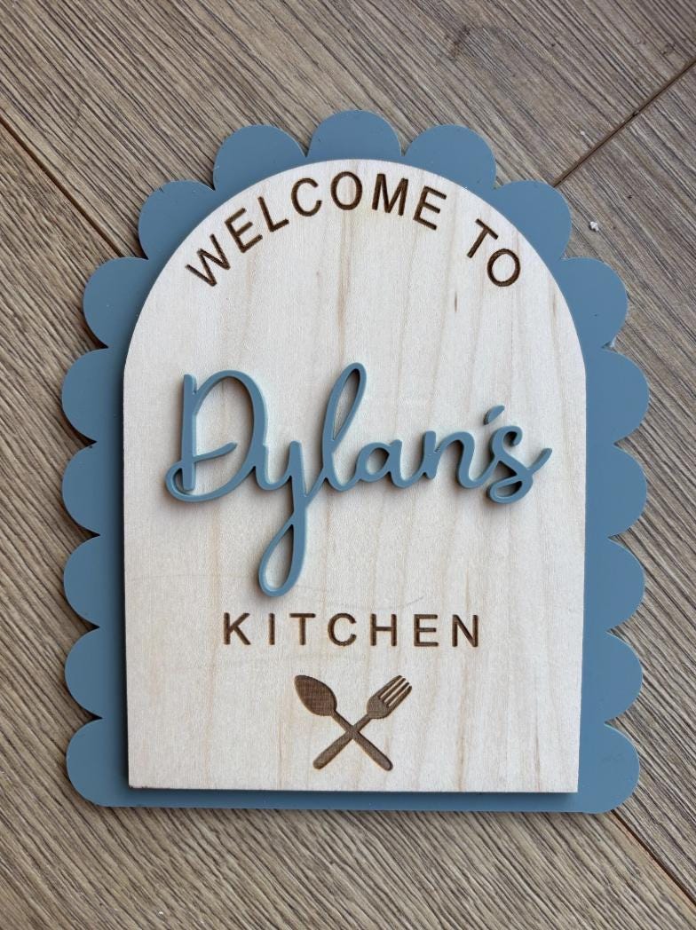 Personalised Play Kitchen Sign, Wooden Playroom Sign, Kids Kitchen Decor, Pretend Play Sign, Wooden Shop Sign, Montessori Play Decor