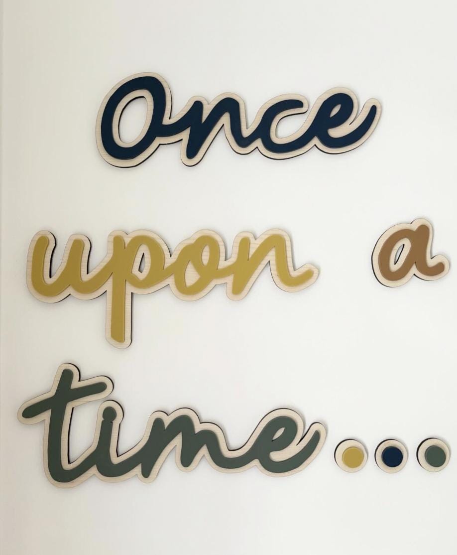 Once Upon A Time Wall Decor, Wooden Nursery Wall Words, Nursery Wall Art, Storytime Decor, Reading Corner Decor, Kids Bedroom Decor