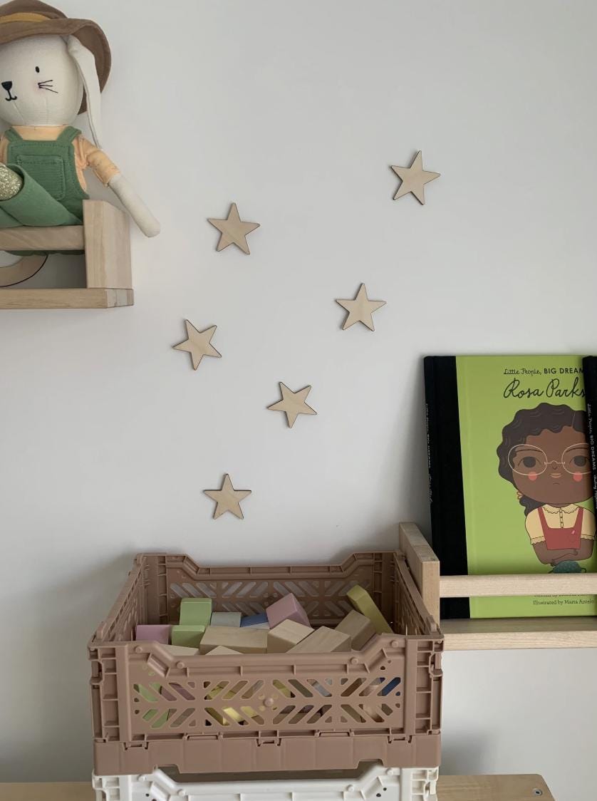Large Wooden or Acrylic Nursery Wall Stars, Wall Decor, Nursery Wall Stars, Star Wall Decor, Scandi Nursery Decor, Boho Nursery, Set of 6
