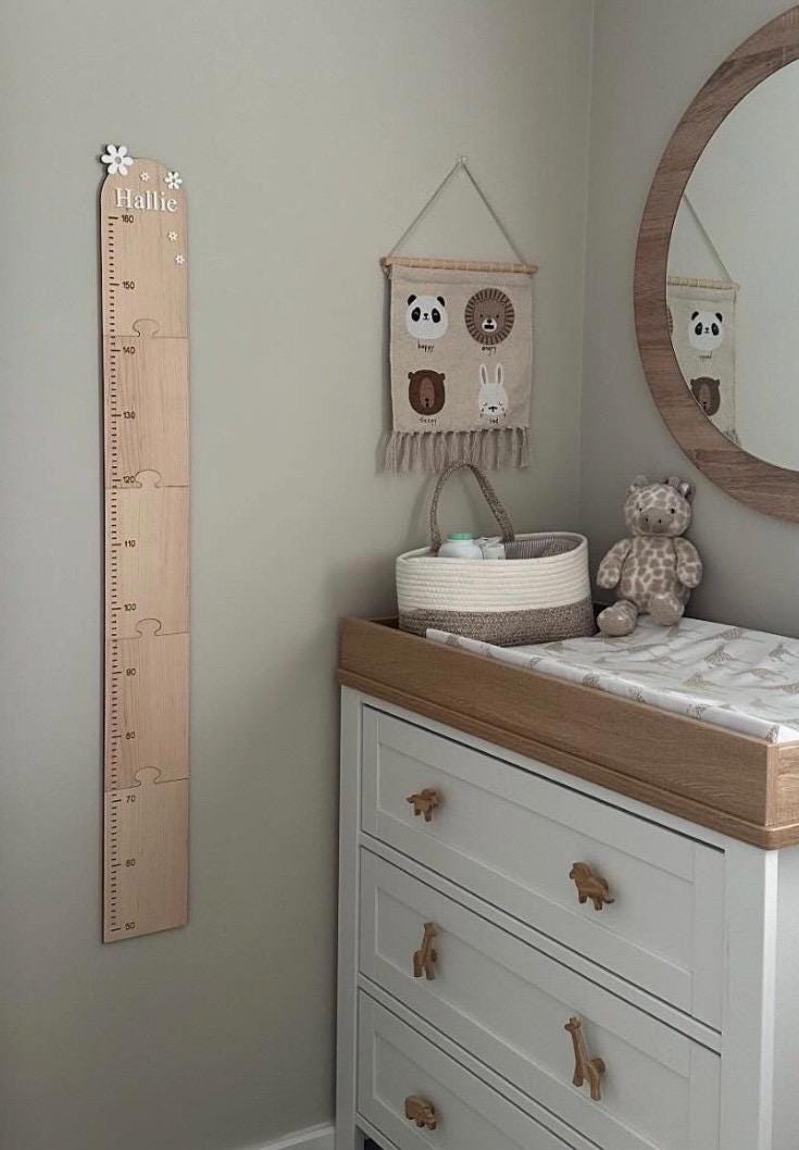 Personalised Wooden Height Chart, Kids Growth Chart, Nursery Height Chart, Wooden Growth Ruler, Personalised Nursery Decor, Kids Room Decor