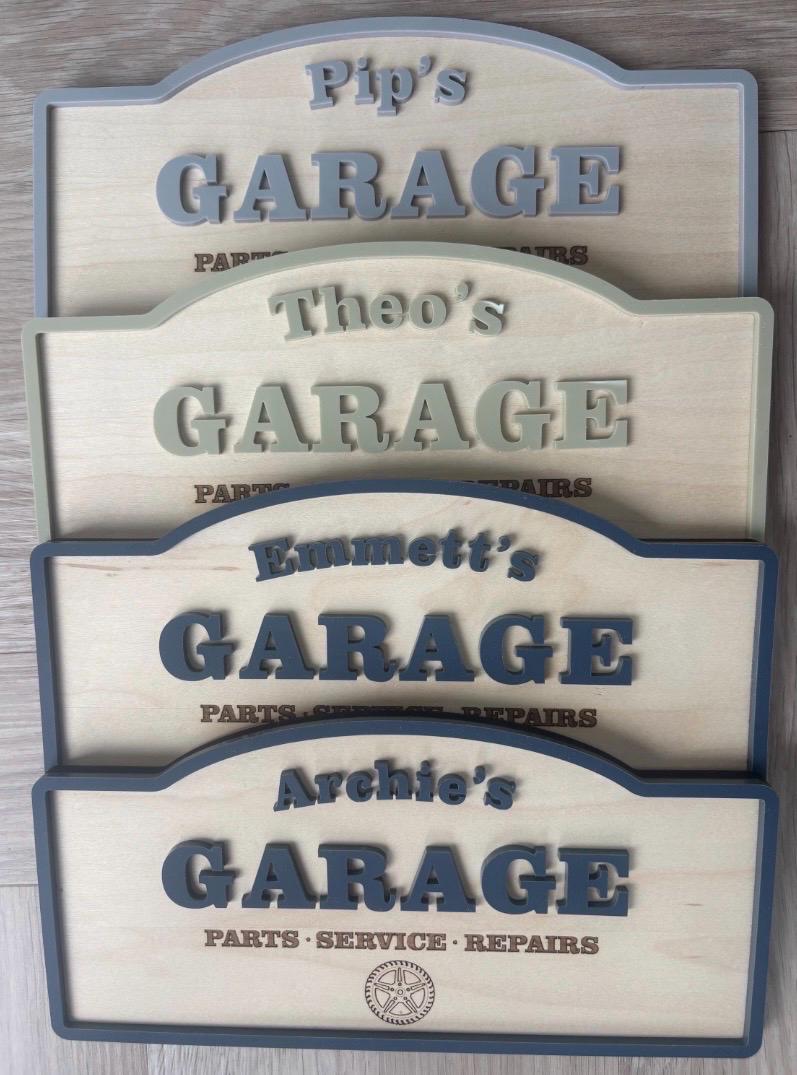 Personalised Toy Car Garage Sign Wood Acrylic Name Plaque, Custom Playroom Wall Decor, Toddler Boy Bedroom Decoration, Car Lover Kid Gift