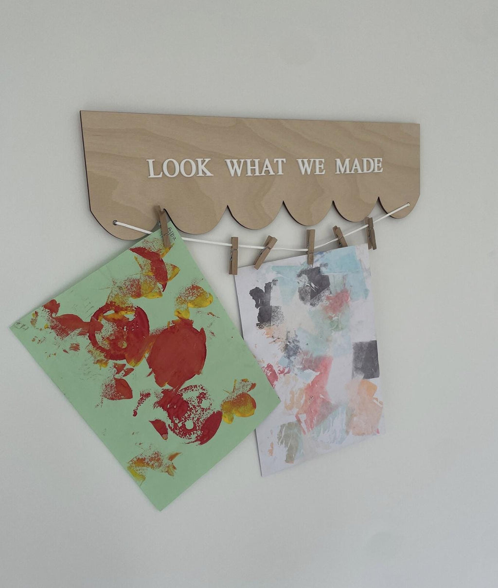 Kids Artwork Display Hanger, Look What We Made Sign, Children's Art Display, Wooden Artwork Display, Nursery Wall Decor, School Artwork