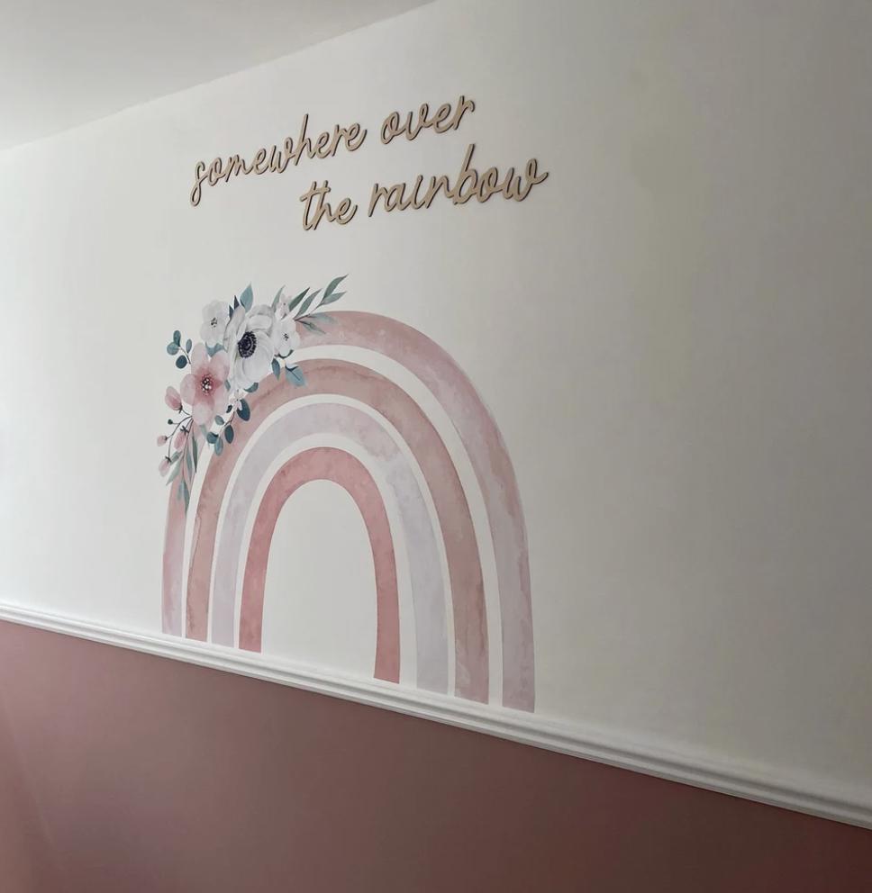 Somewhere Over The Rainbow Wall Words, Wooden Nursery Wall Decor, Rainbow Nursery Decor, Baby Room Decor, Wooden Wall Quote
