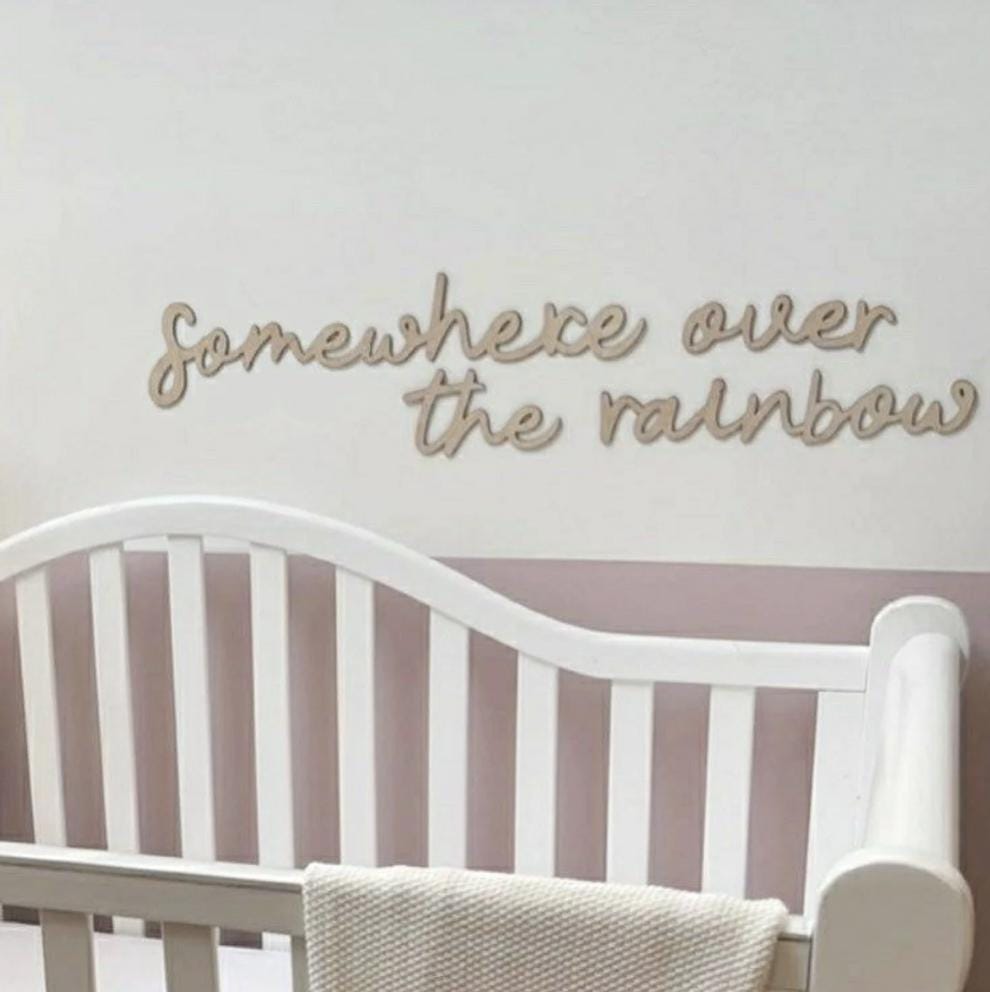 Somewhere Over The Rainbow Wall Words, Wooden Nursery Wall Decor, Rainbow Nursery Decor, Baby Room Decor, Wooden Wall Quote
