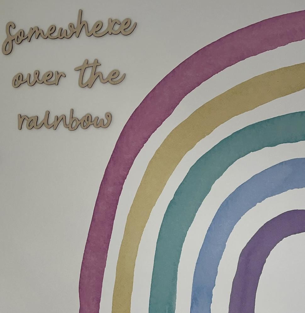 Somewhere Over The Rainbow Wall Words, Wooden Nursery Wall Decor, Rainbow Nursery Decor, Baby Room Decor, Wooden Wall Quote