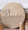 Personalised Nursery Name Plaque, Wooden Baby Name Sign, Nursery Wall Decor, Round Name Plaque, New Baby Gift, Kids Bedroom Decor
