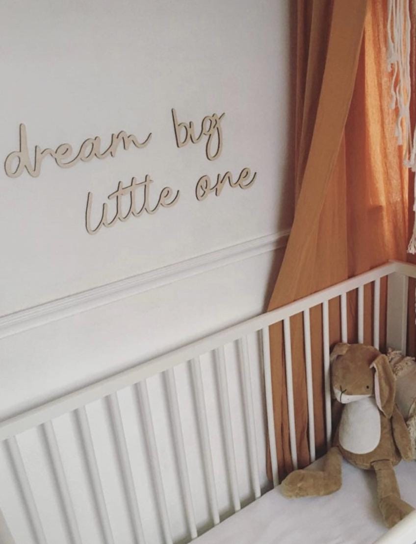 Dream Big Little One Wall Words, Wooden Nursery Wall Decor, Baby Room Decor, Kids Bedroom Decor, Wooden Wall Quote
