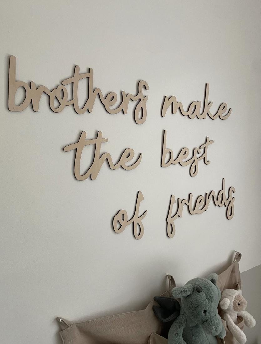Brothers Make The Best Friends Wall Words, Wooden Nursery Wall Decor, Boys Bedroom Decor, Wooden Wall Quote, Kids Room Decor