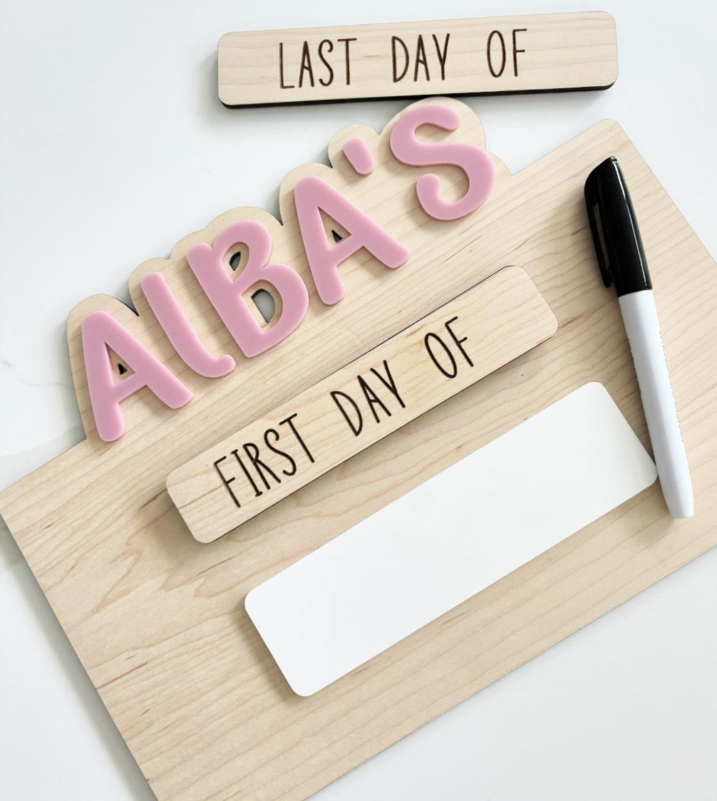 Personalised First & Last Day School Board, Interchangeable School Photo Prop, First Day of School Sign, Back to School Board