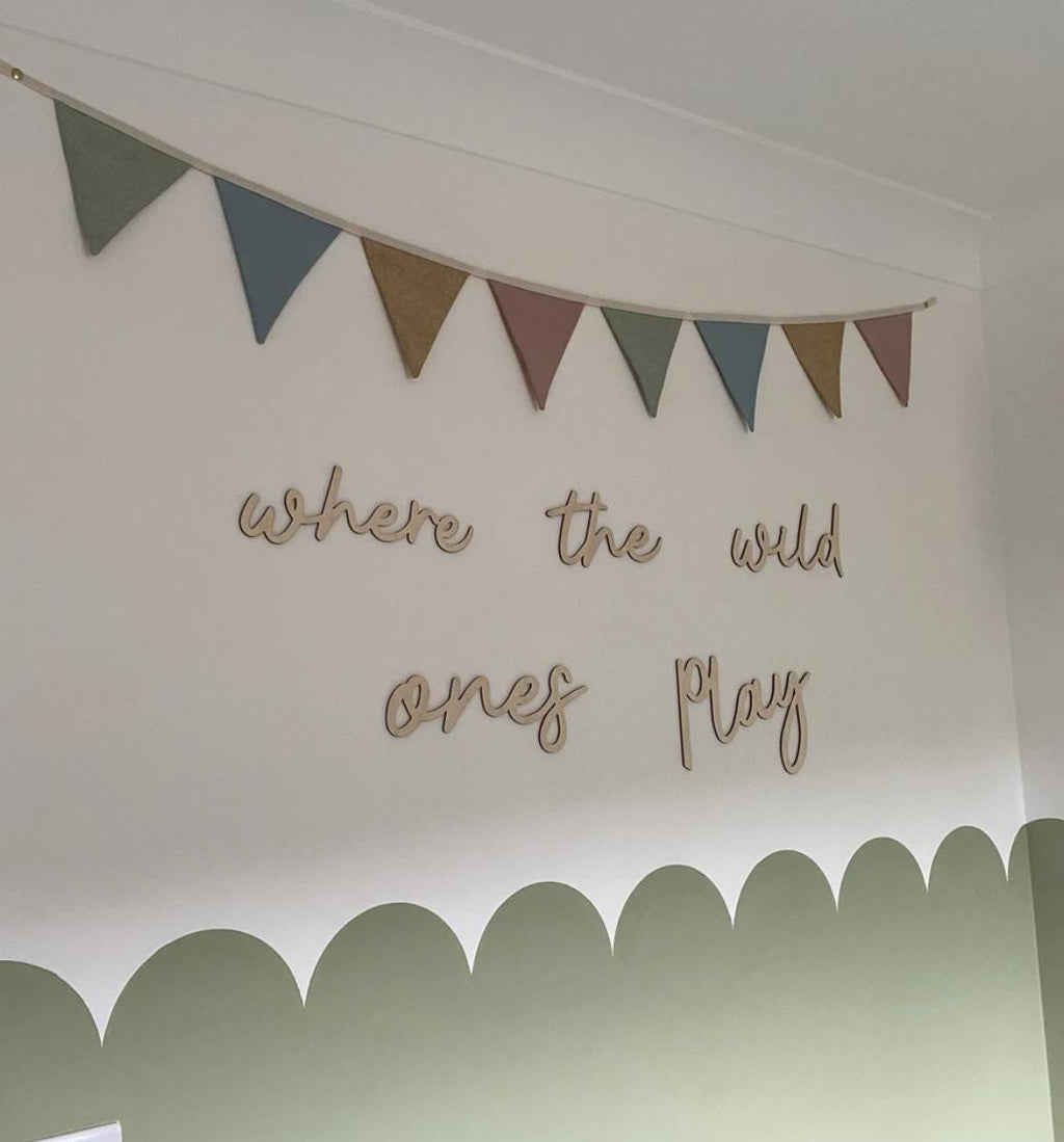 Where The Wild Ones Play Wall Words, Wooden Nursery Wall Decor, Playroom Decor, Kids Bedroom Decor, Wooden Wall Quote