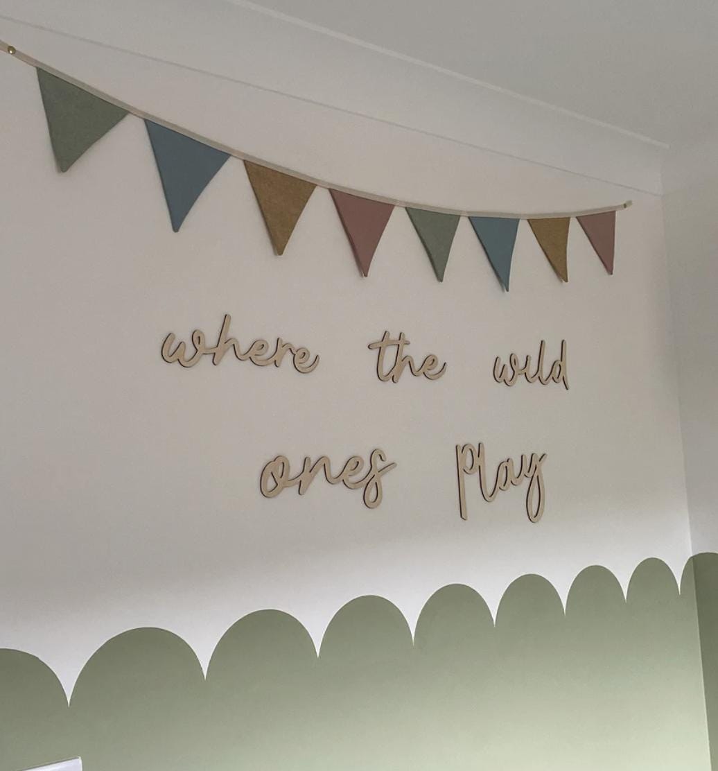 Where The Wild Ones Play Wall Words, Wooden Nursery Wall Decor, Playroom Decor, Kids Bedroom Decor, Wooden Wall Quote