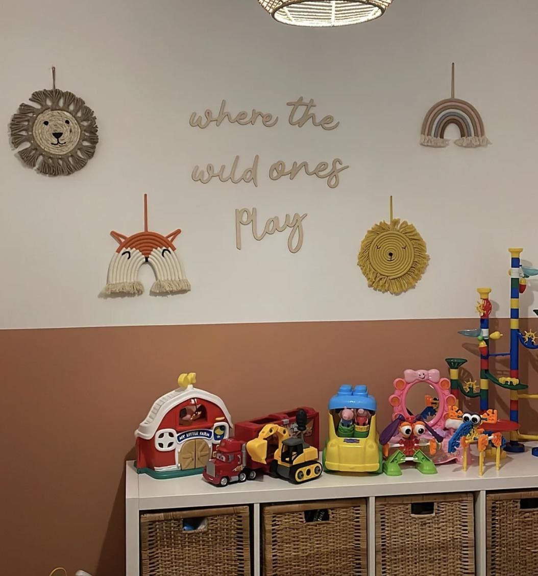 Where The Wild Ones Play Wall Words, Wooden Nursery Wall Decor, Playroom Decor, Kids Bedroom Decor, Wooden Wall Quote