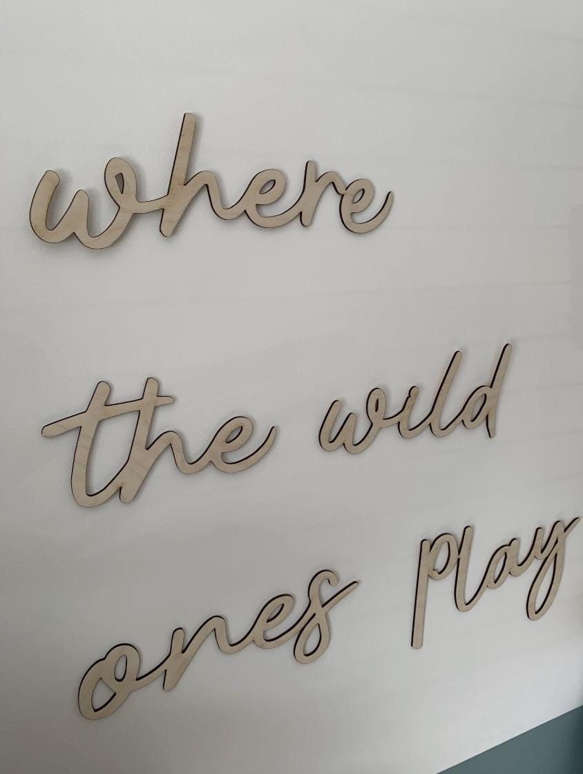Where The Wild Ones Play Wall Words, Wooden Nursery Wall Decor, Playroom Decor, Kids Bedroom Decor, Wooden Wall Quote