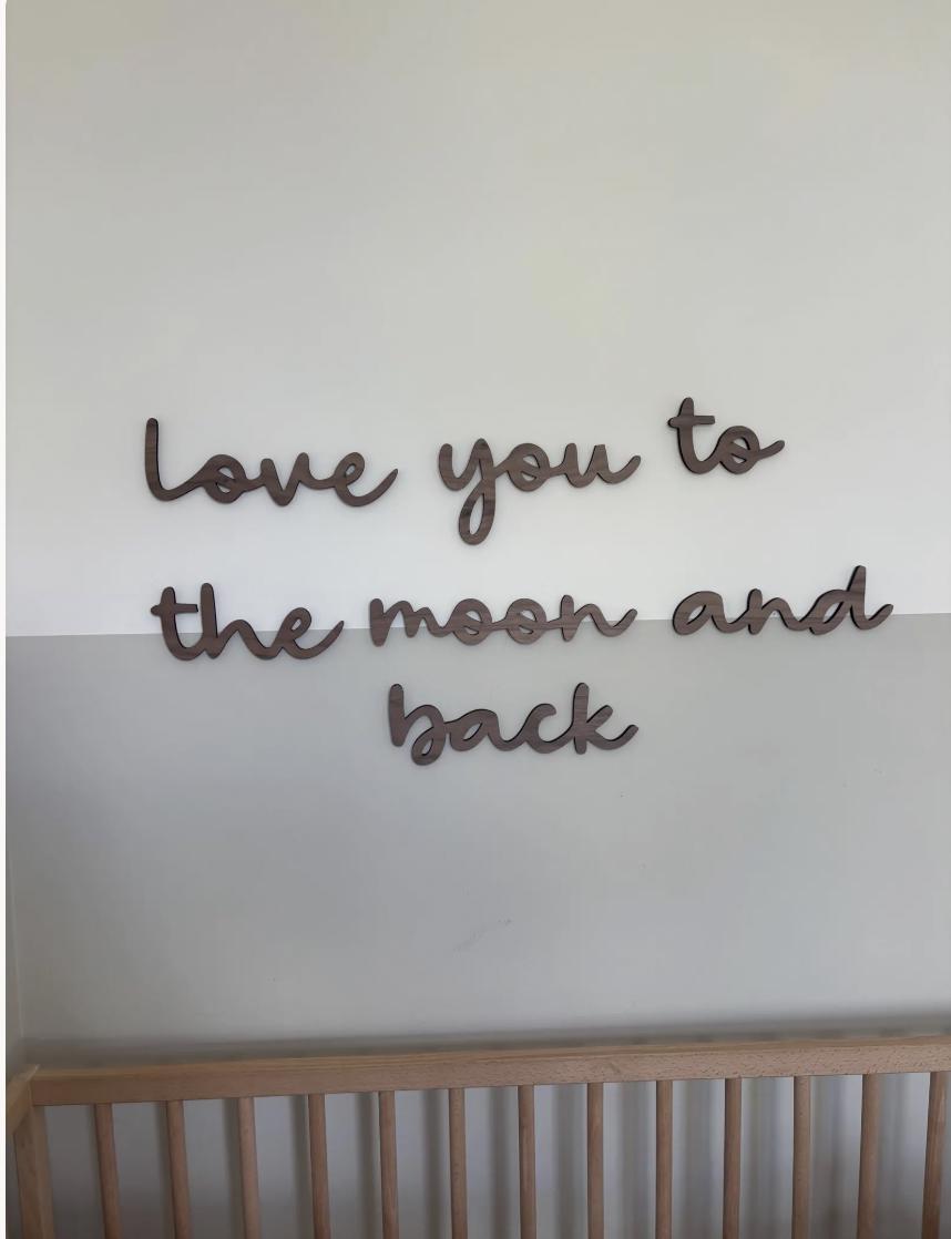 Love You To The Moon And Back Wall Words, Wooden Nursery Wall Decor, Kids Bedroom Decor, Wooden Wall Quote, Baby Room Decor