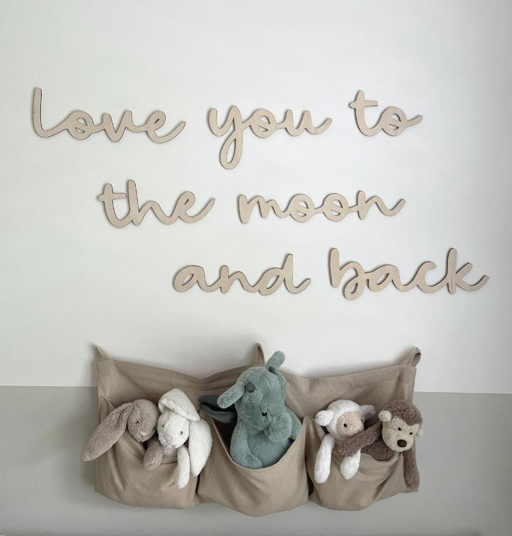 Love You To The Moon And Back Wall Words, Wooden Nursery Wall Decor, Kids Bedroom Decor, Wooden Wall Quote, Baby Room Decor