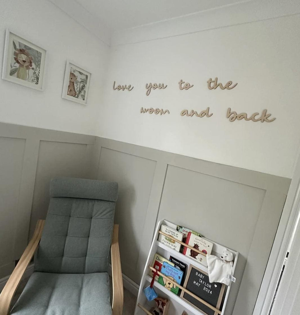 Love You To The Moon And Back Wall Words, Wooden Nursery Wall Decor, Kids Bedroom Decor, Wooden Wall Quote, Baby Room Decor