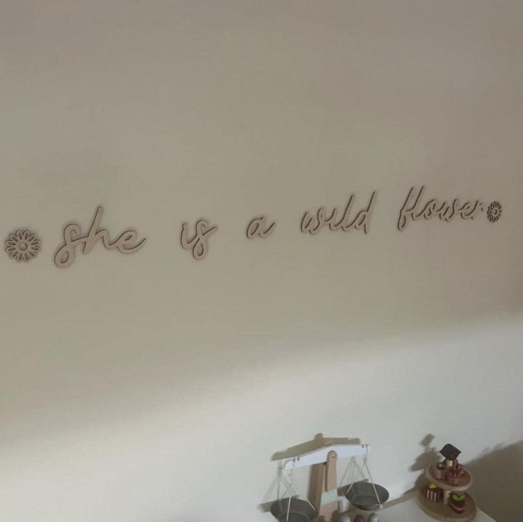She Is A Wildflower Wall Words, Wooden Nursery Wall Decor, Girls Bedroom Decor, Wooden Wall Quote, Floral Nursery Decor