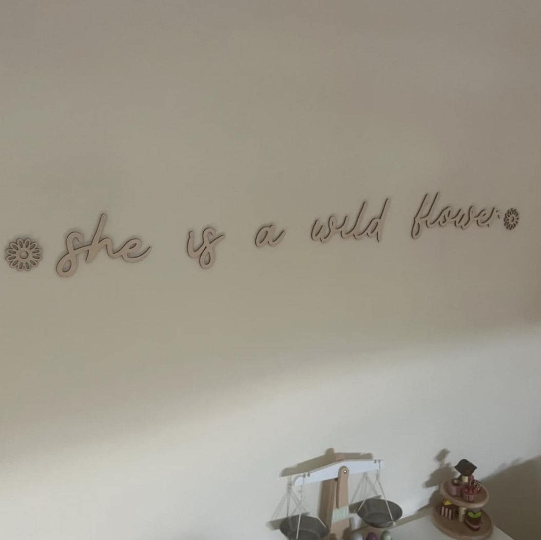 She Is A Wildflower Wall Words, Wooden Nursery Wall Decor, Girls Bedroom Decor, Wooden Wall Quote, Floral Nursery Decor