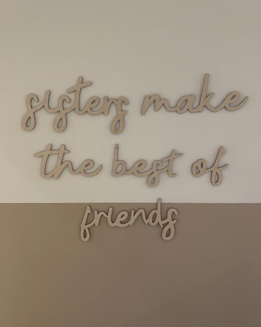 Sisters Make The Best Friends Wall Words, Wooden Nursery Wall Decor, Sister Bedroom Decor, Wooden Wall Quote, Kids Room Decor
