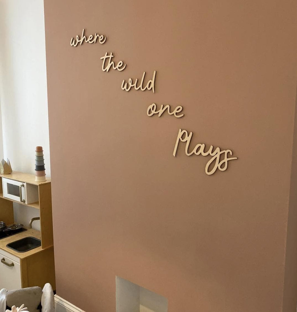 Where The Wild One Plays Wall Words, Wooden Nursery Wall Decor, Wooden Wall Words, Playroom Wall Decor, Kids Bedroom Decor